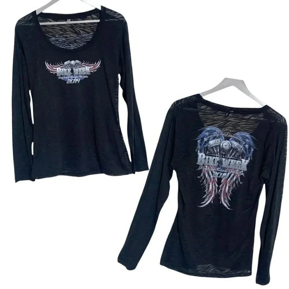 Bike Week 2014 Daytona Beach black burn out bikers‎ long sleeve LNC